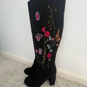 Womens Nanette Lepore Lisette Over-The-Knee Boots with 3 Dimensional Butterflies